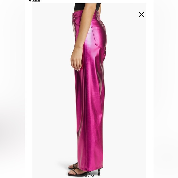 🔵 Metallic Faux Leather Wide Leg Pants BLANK NYC NWT sz 26 - Picture 4 of 14